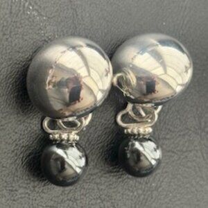 Clyde Duneier convertible pierced earrings-Sterling Silver & grey metal pearls